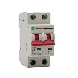 SOLARWIZE TWO POLE DC AND AC CIRCUIT BREAKER 63A DINRAIL 6KA 2P 690V MAX