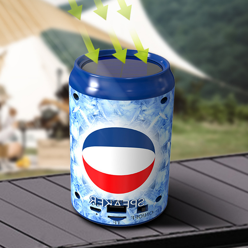 DV-16 Pepsi Can Design 5W Solar Portable Outdoor Wireless FM Radio Blue Tooth AUX TF USB Party RGB Speaker With Flashlight - Image 2