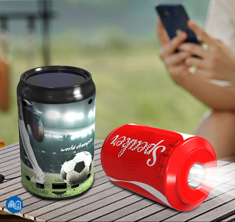 DV-16 Pepsi Can Design 5W Solar Portable Outdoor Wireless FM Radio Blue Tooth AUX TF USB Party RGB Speaker With Flashlight - Image 3